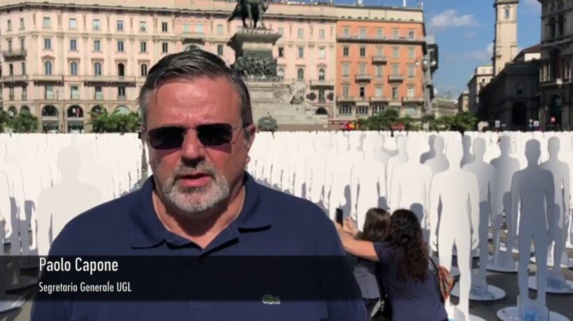 «Fermiamo le vittime del lavoro». L’Ugl in piazza con 1.029 sagome per ricordare le morti bianche del 2017