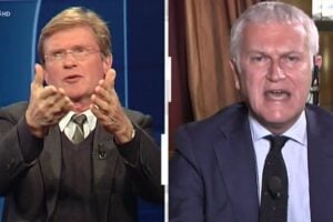 Il tedesco Udo Gumpel prova a zittire Maurizio Belpietro a Cartabianca