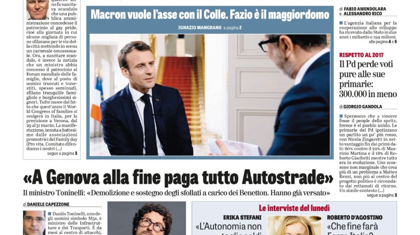 Oggi in edicola