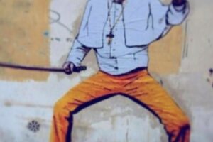 Fa un murales sul Papa, writer in Procura