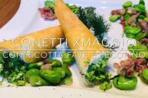 Cuciniamo insieme: conetti di pecorino con ricotta e fave
