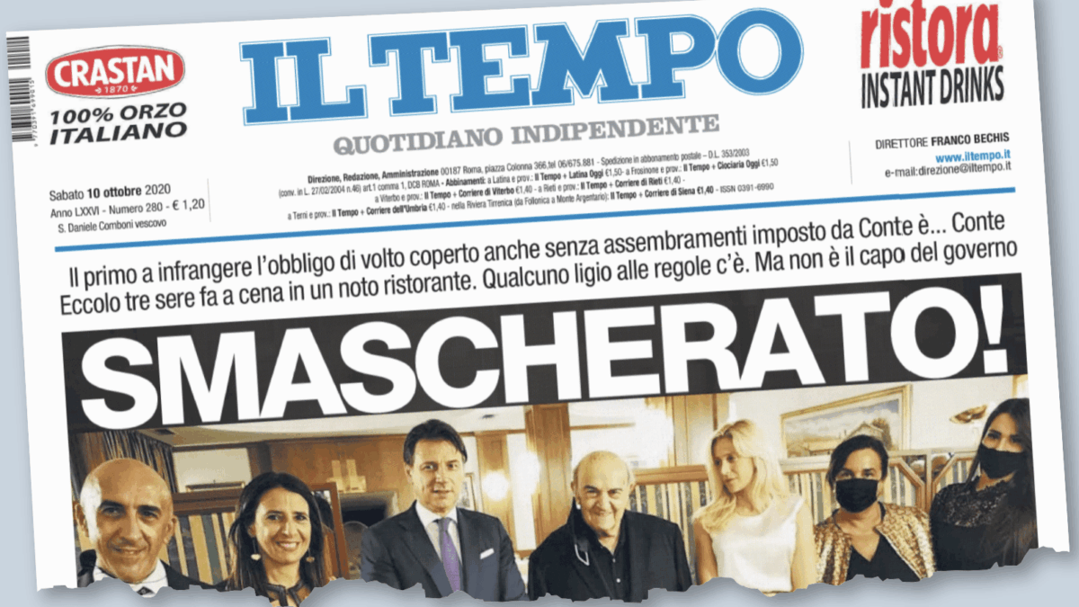 Conte svergognato pure sulla mascherina
