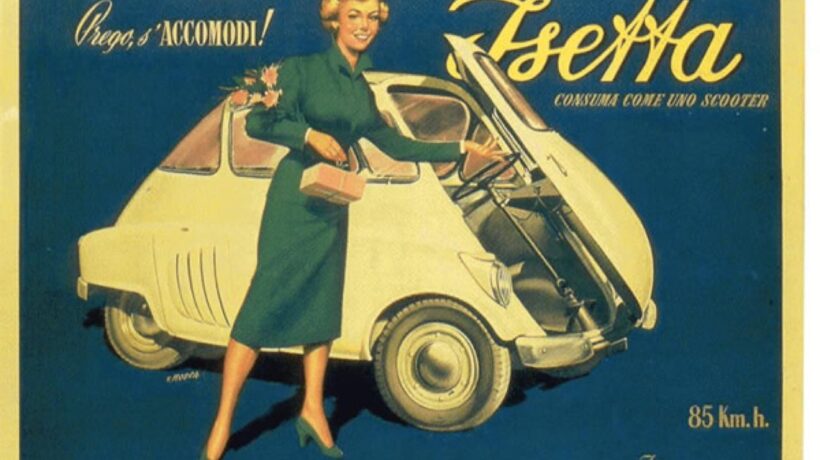 Pubblicità della Isetta, la prima city car italiana nata a Bresso