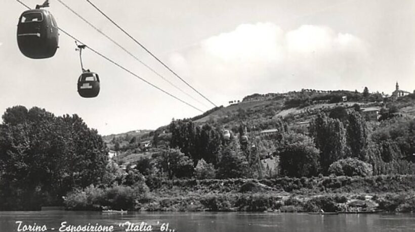 L' ovovia dell' Expo 1961 attraversa il Po a Torino