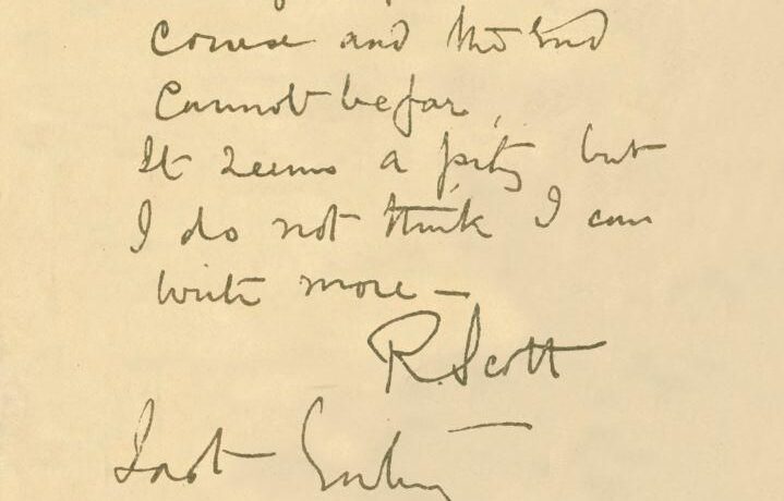 L'ultima pagina del diario di Robert F. Scott scritta poco prima della sua morte (Getty Images)