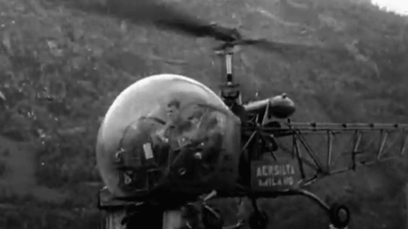 Il maggiore Bellinvia decolla per la trasvolata delle Alpi sulla rotta di Chavez nel 1950