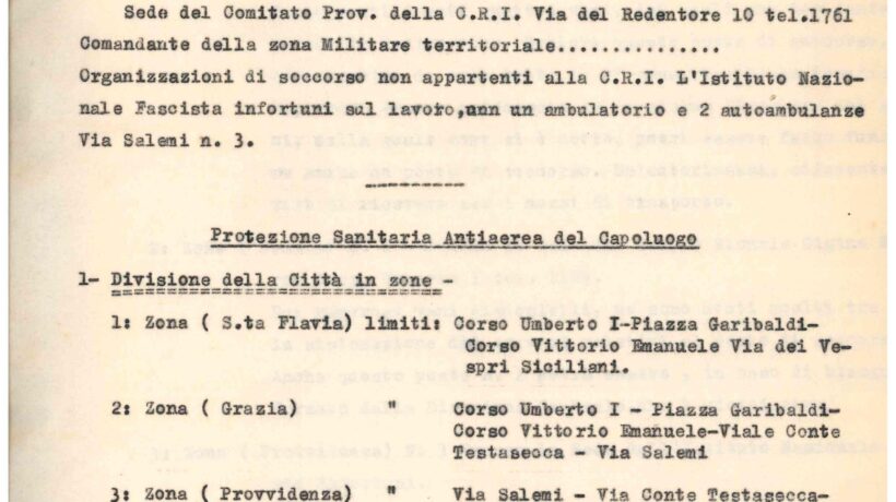 La divisione territoriale del piano di intervento della Croce Rossa per Caltanissetta (courtesy Croce Rossa Italiana)