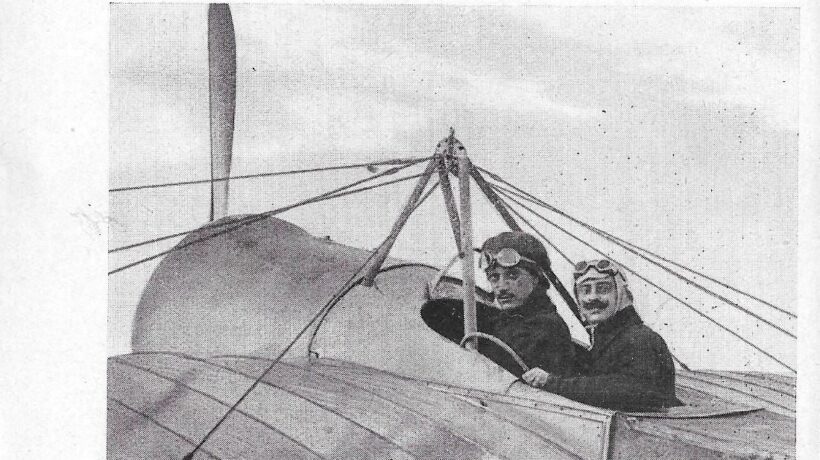 Landini e Lampugnani in partenza da Cameri per la trasvolata del Monte Rosa il 27 luglio 1914
