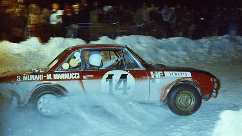 Munari e Mannucci verso il Col de Turini la notte della vittoria a Monte Carlo