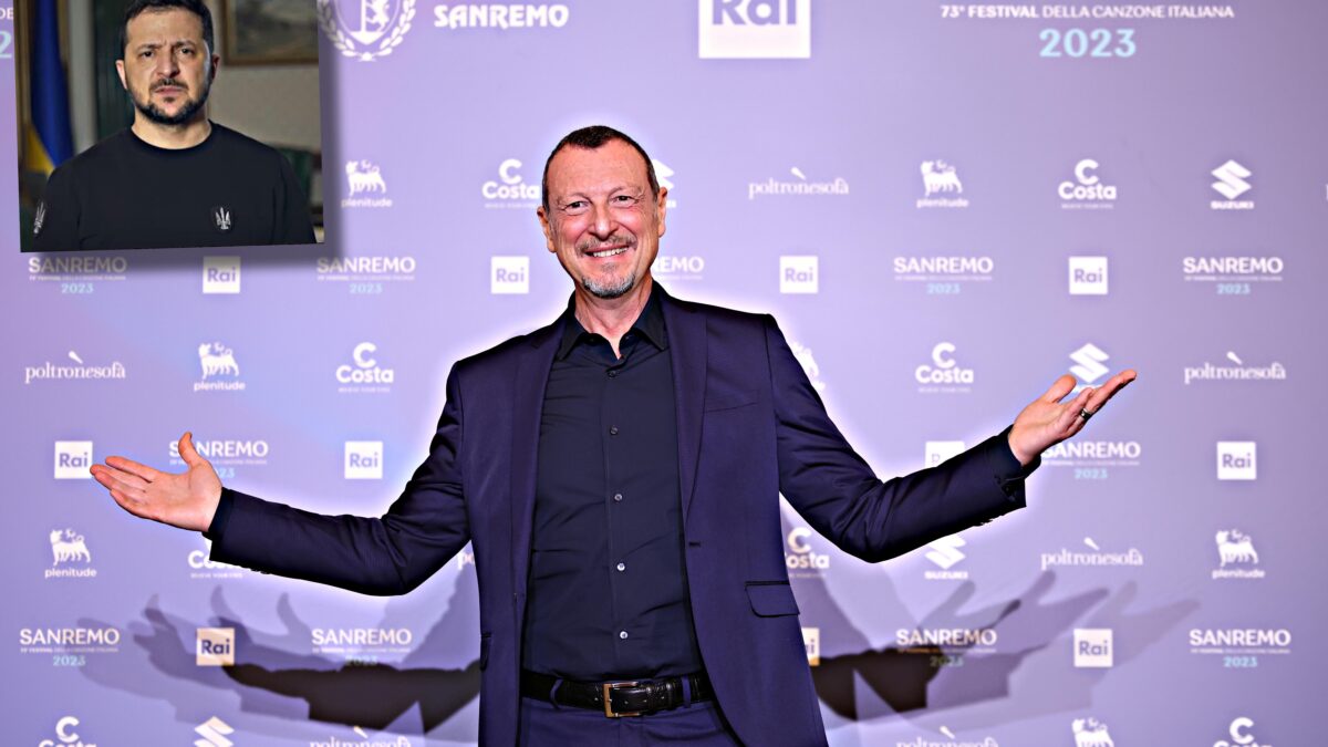 Zelensky molla l’Ariston: niente video. Solo un messaggio letto da Amadeus