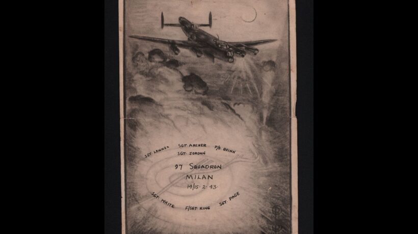 Illustrazione commemorativa del raid della Raf su Milano