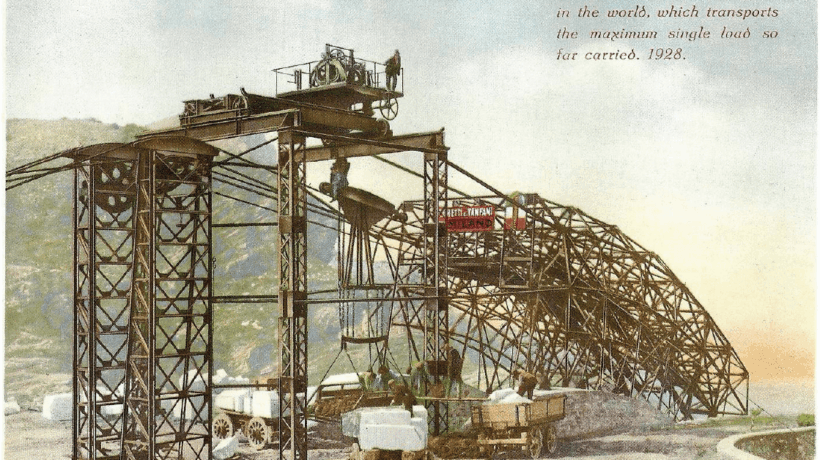 La teleferica dei record alle cave di marmo di Fivizzano (Massa Carrara), costruita nel 1907