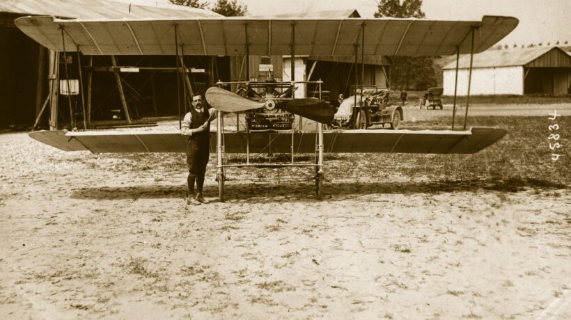 Il biplano Goupy-Calderara del 1909 (Getty Images)