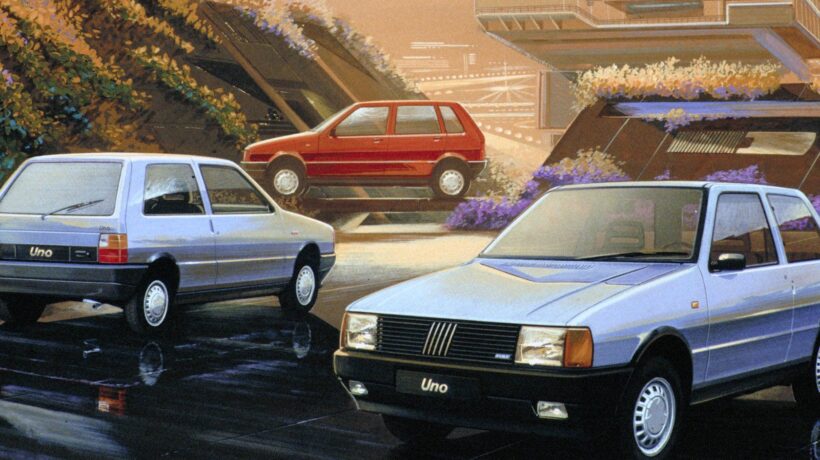 Illustrazione di Giorgetto Giugiaro per la prima Uno del 1983 (Italdesign)