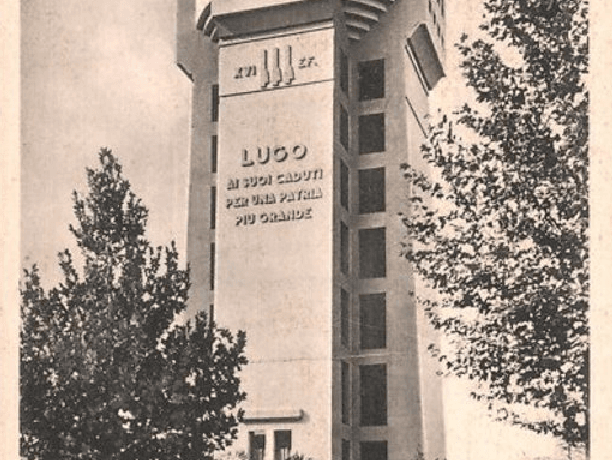 Immagine commemorativa della torre piezometrica dell'acquedotto di Lugo di Romagna (1938)