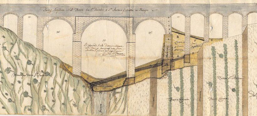Progetto di ponte a pelo libero dell'acquedotto di Genova.