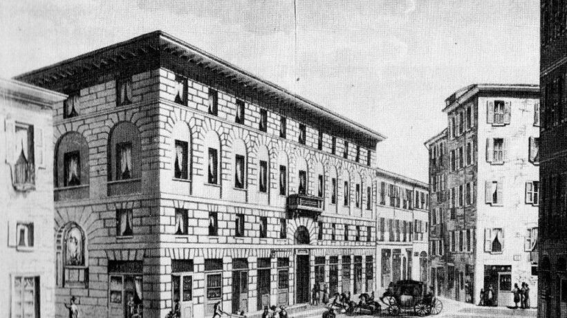 L'Albergo Gran Bretagna di Luigi Canonica. Scomparve da via Torino distrutto dalle bombe inglesi.
