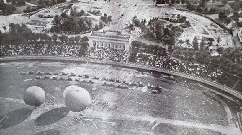 L'Arena Civica di Milano vista dall'aerostato di Usuelli