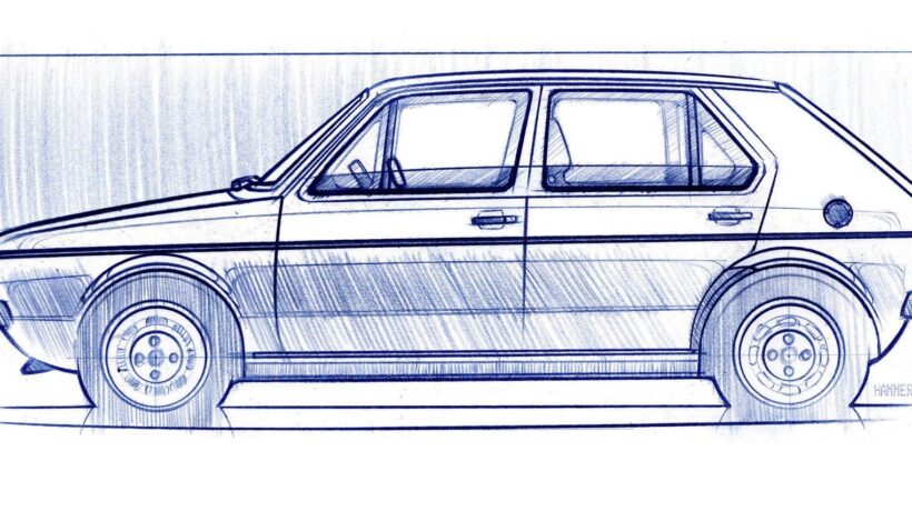 Bozzetto della prima Golf firmato da Giorgetto Giugiaro (Volkswagen Press)