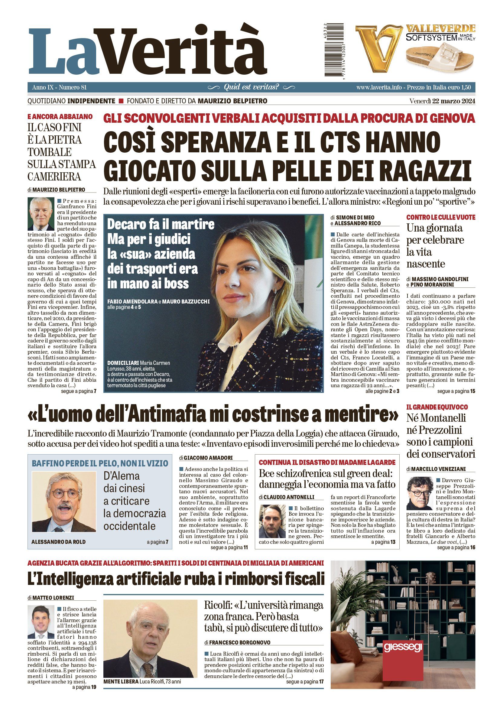 Oggi in edicola