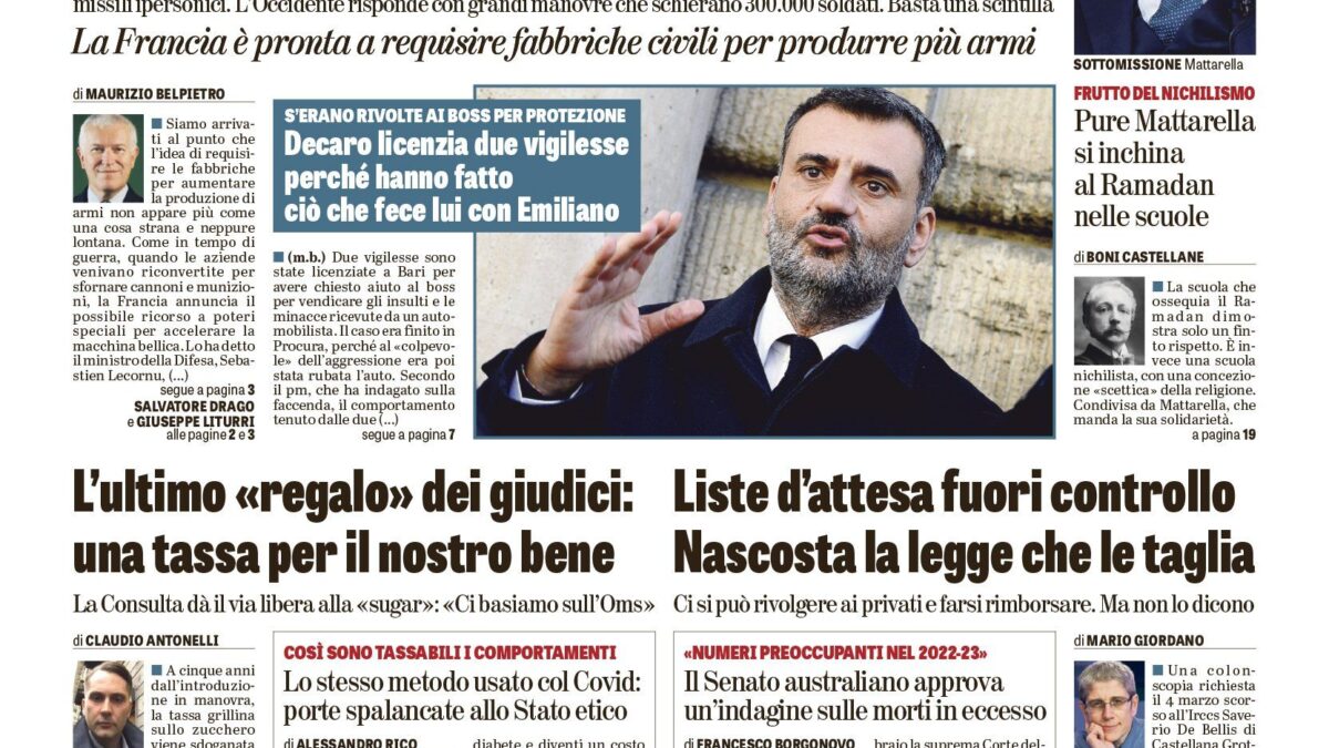 Oggi in edicola