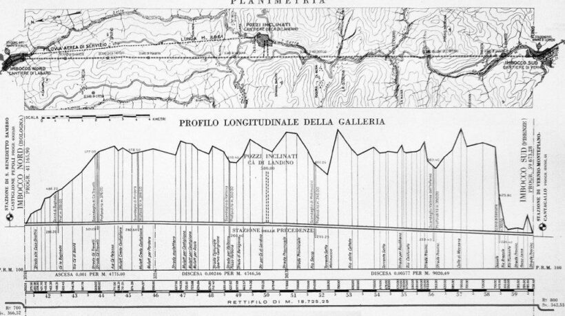 La planimetria della «Grande galleria dell'Appennino» (Courtesy Artestampa editore)
