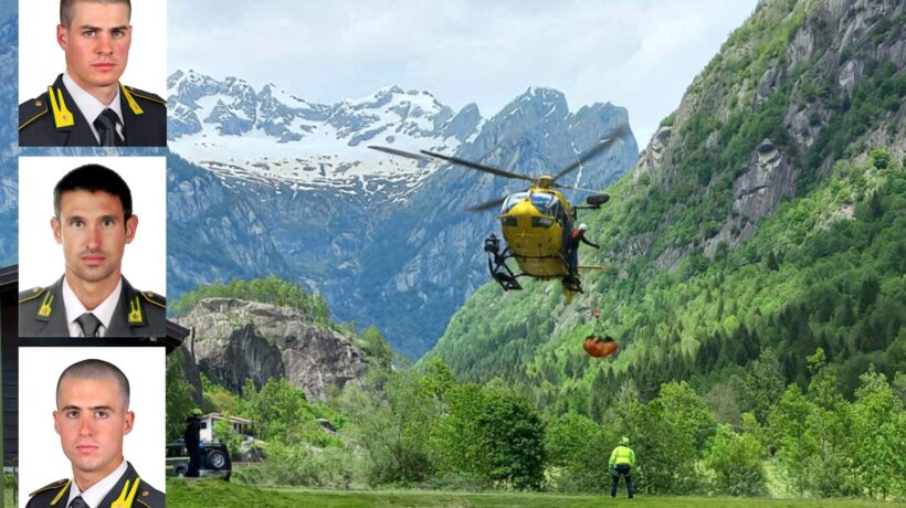 Luca Piani, Alessandro Pozzi e Simone Giacomelli, specialisti Sagf caduti durante un'esercitazione in Val Mello il 29 maggio 2024 (Ansa)