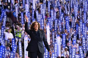 La candidata democratica promette futuri rosei, come se non fosse al potere