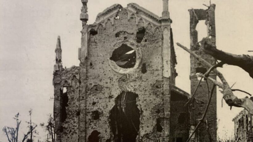 La chiesa di San Lorenzo presso Rimini dopo la battaglia del 15-17 settembre 1944