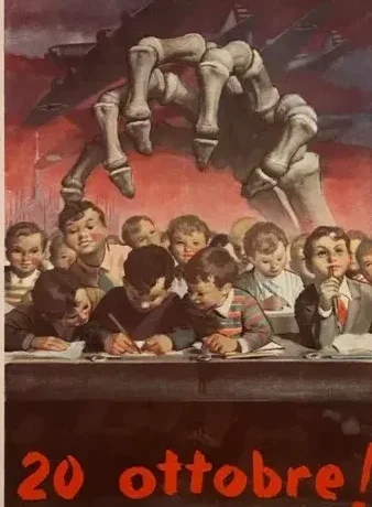 Il manifesto di Gino Boccasile realizzato dopo la strage di Gorla