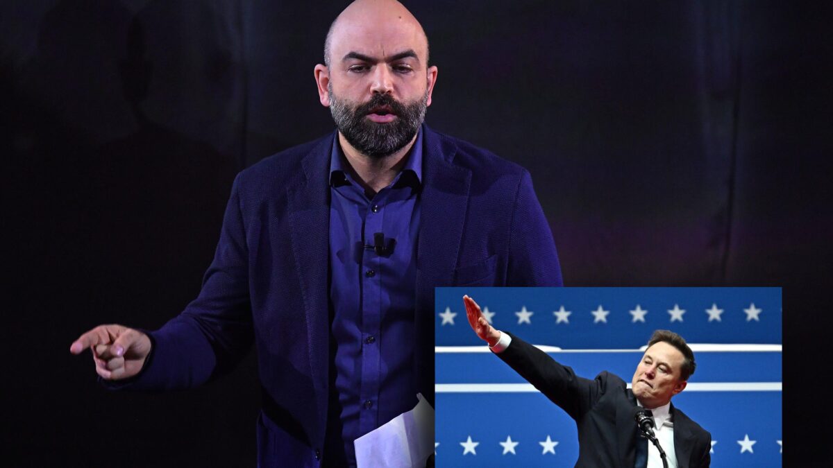 «Saluto romano», Saviano sbrocca su Musk