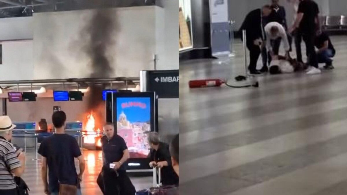 Appicca il fuoco al terminal e dà martellate ovunque. Maliano fermato a Malpensa