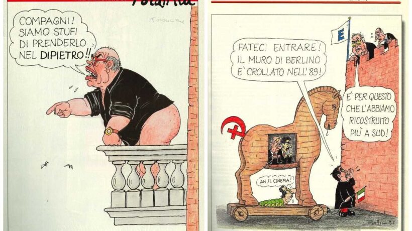 Bettino Craxi nei panni di un ducetto e Romano Prodi