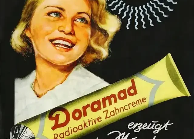 Dentifricio radioattivo contenente torio in una pubblicità tedesca degli anni '30
