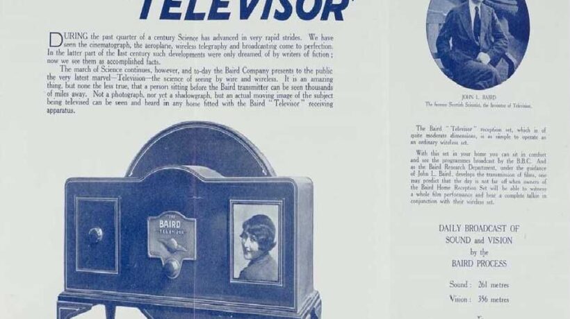 Pubblicità del televisore Baird alla fine degli anni '20