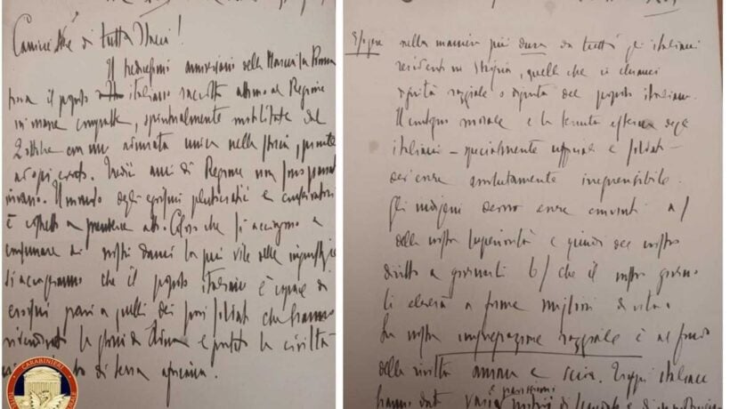 I Carabinieri ritrovano appunti originali di un incontro tra Mussolini e Hitler