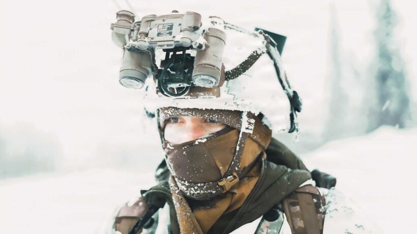 Primo piano di un paracadutista della 11th Airborne (Us Army)