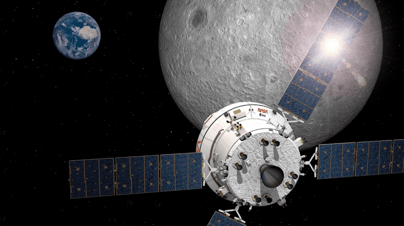 Il modulo ESM con i pannelli aperti (Nasa)