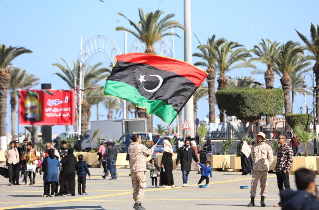 La bandiera libica a Tripoli