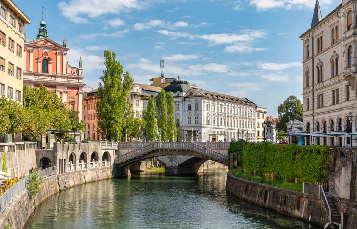 I tre ponti sul fiume Ljubljanica a Lubiana