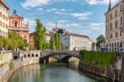 I tre ponti sul fiume Ljubljanica a Lubiana