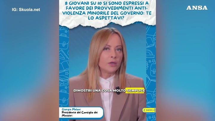 Meloni: «Le norme contro le baby gang? Ce le hanno chieste anche i ragazzi»