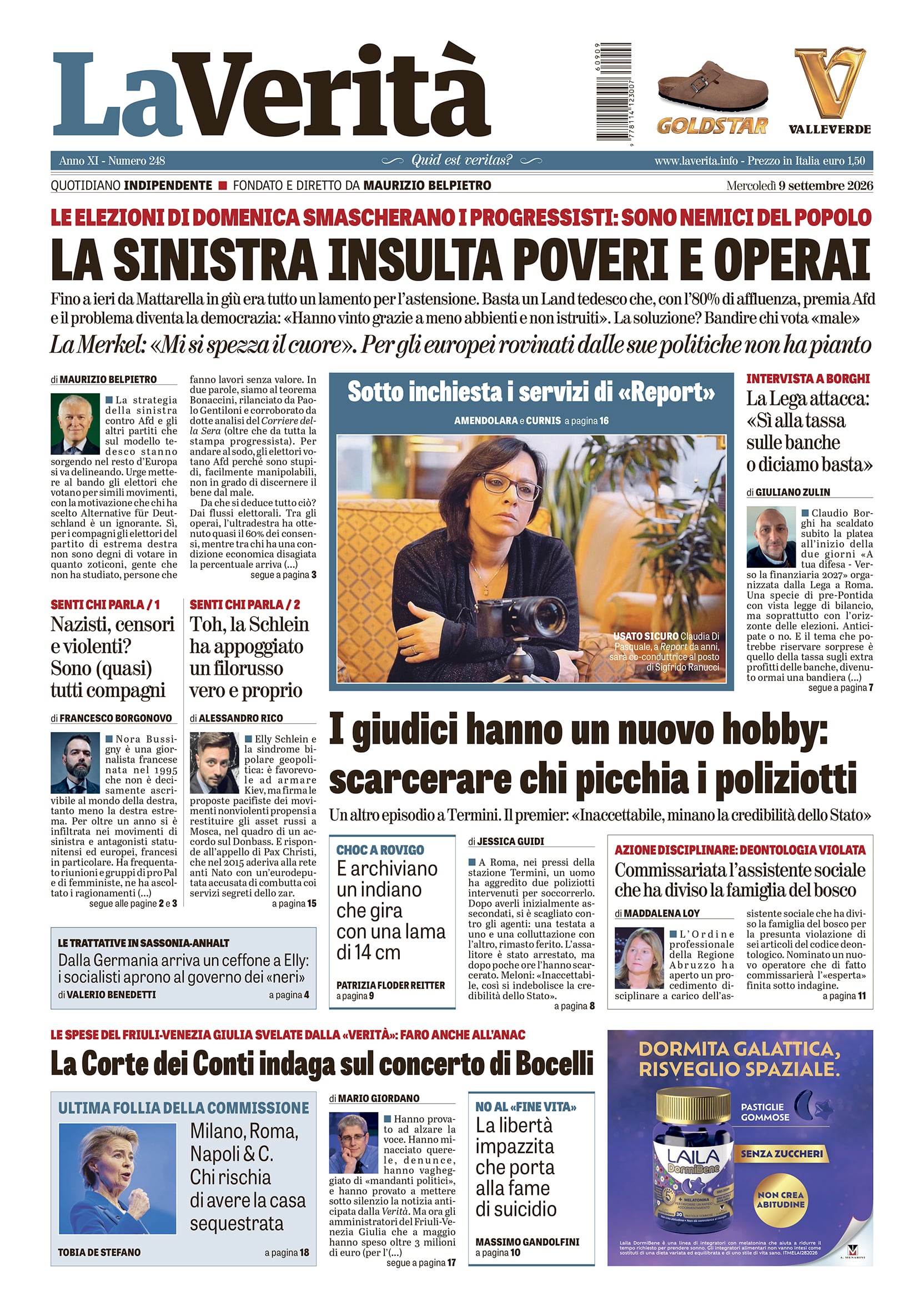 Oggi in edicola del 9 settembre 2026