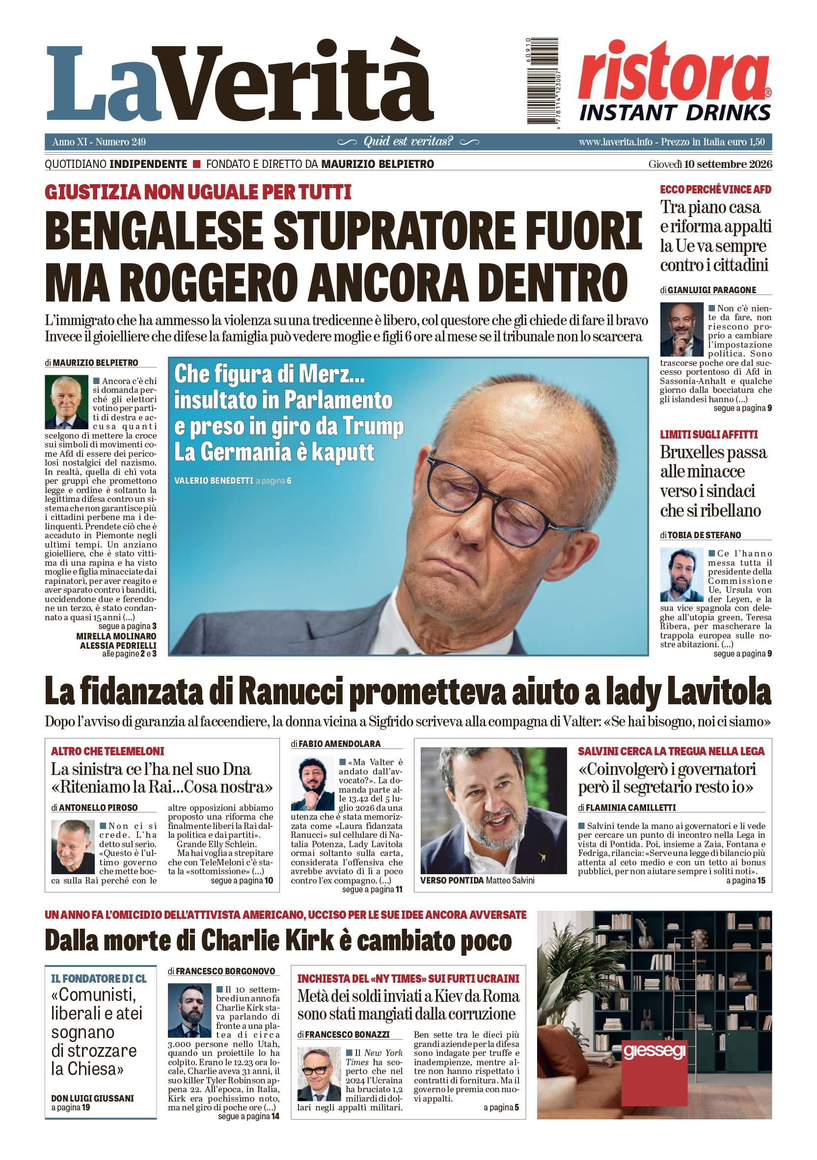 Oggi in edicola del 10 settembre 2026