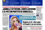 La prima pagina de La Verità di domenica 20 settembre 2026