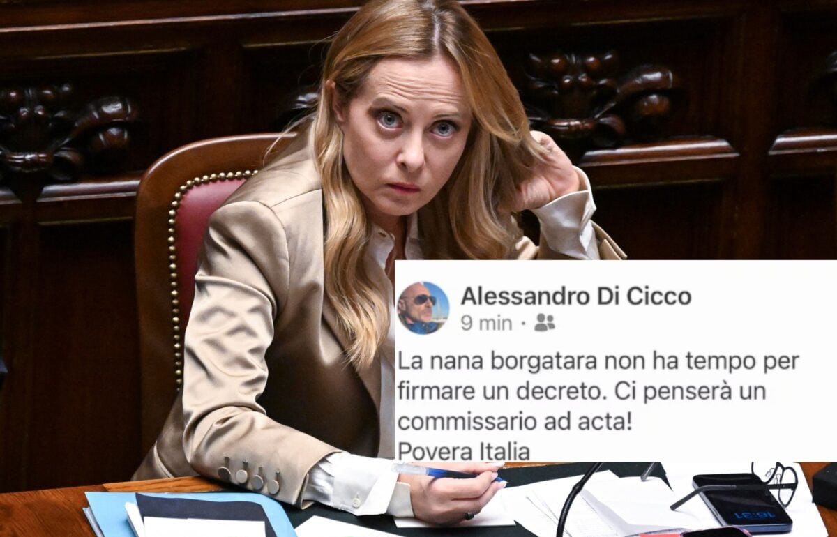 Giorgia Meloni con post del magistrato