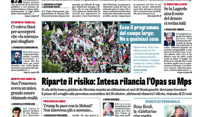 Oggi in edicola del 4 ottobre 2026