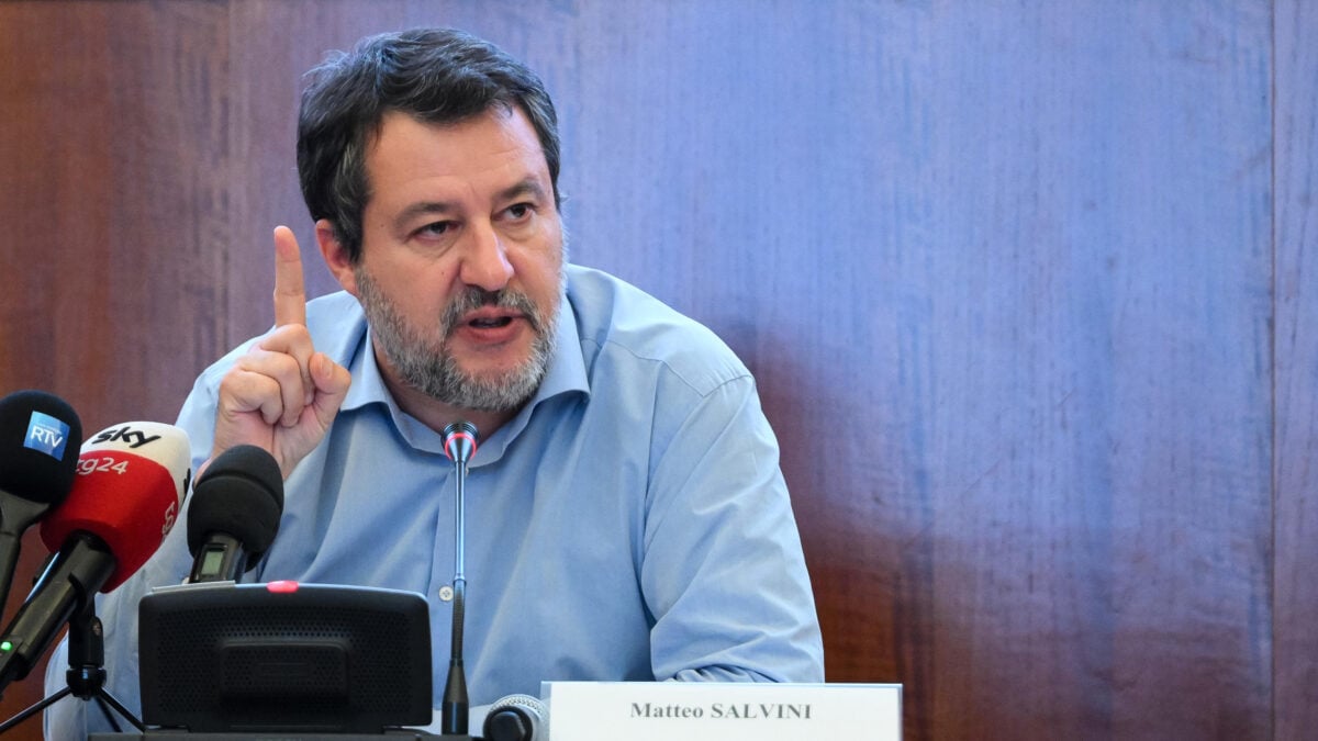 Matteo Salvini durante la conferenza stampa sul contributo per l’affitto ai genitori separati o divorziati, a Roma il 9 ottobre 2026