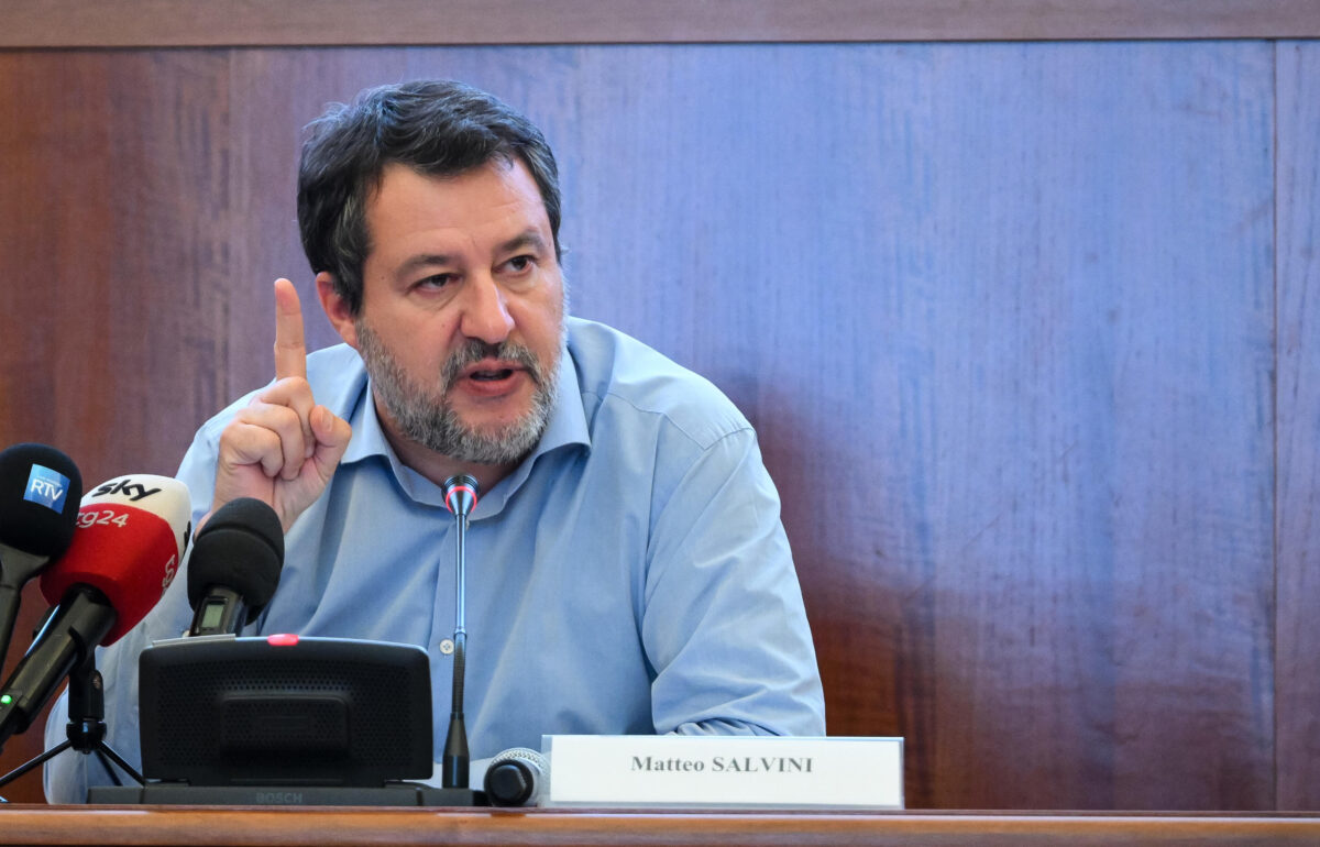 Matteo Salvini durante la conferenza stampa sul contributo per l’affitto ai genitori separati o divorziati, a Roma il 9 ottobre 2026